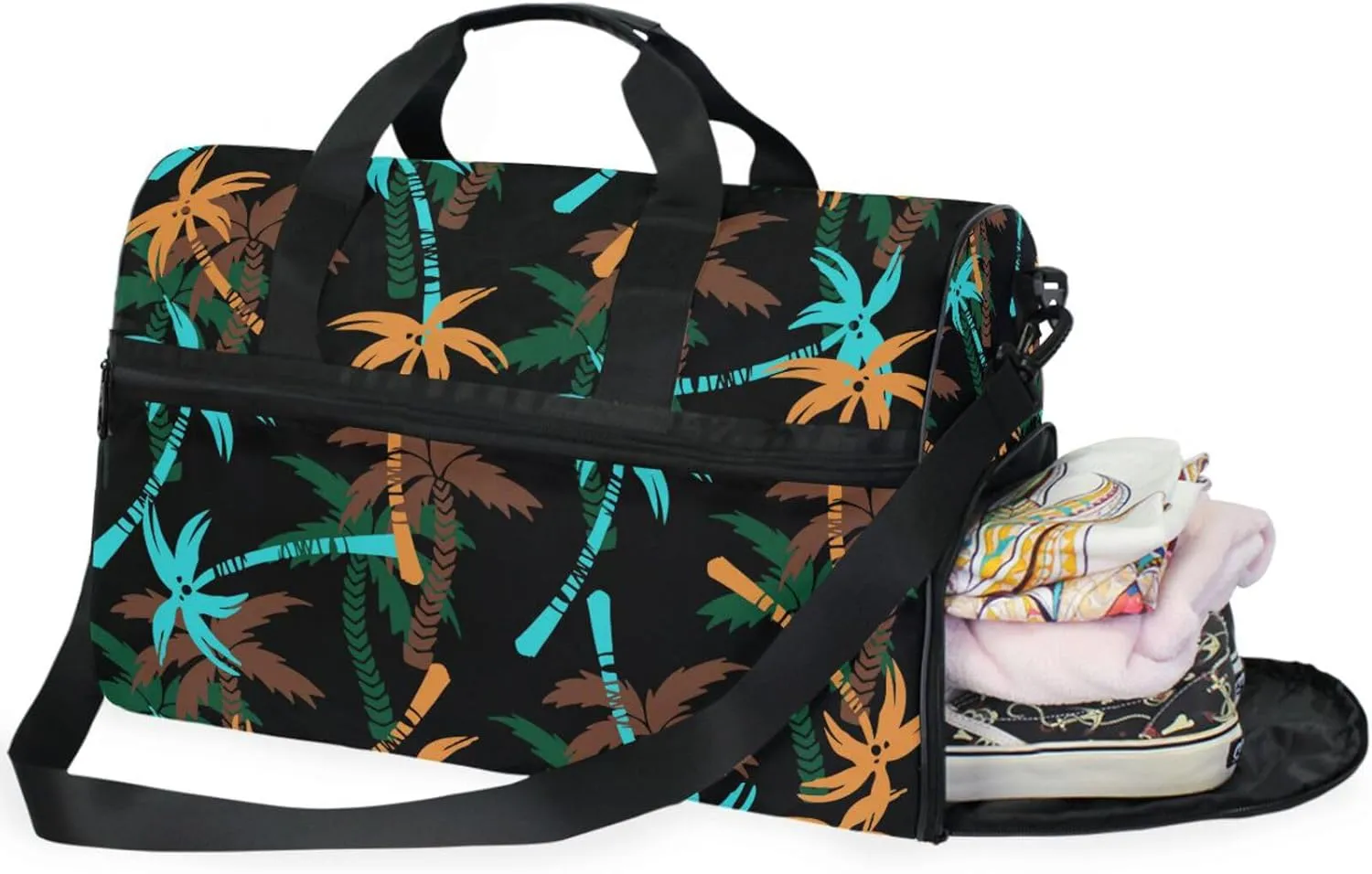 Tropical Coconut Palm Trees Duffel Bag for Travel, Large Sport Gym Bag with Shoe Compartment