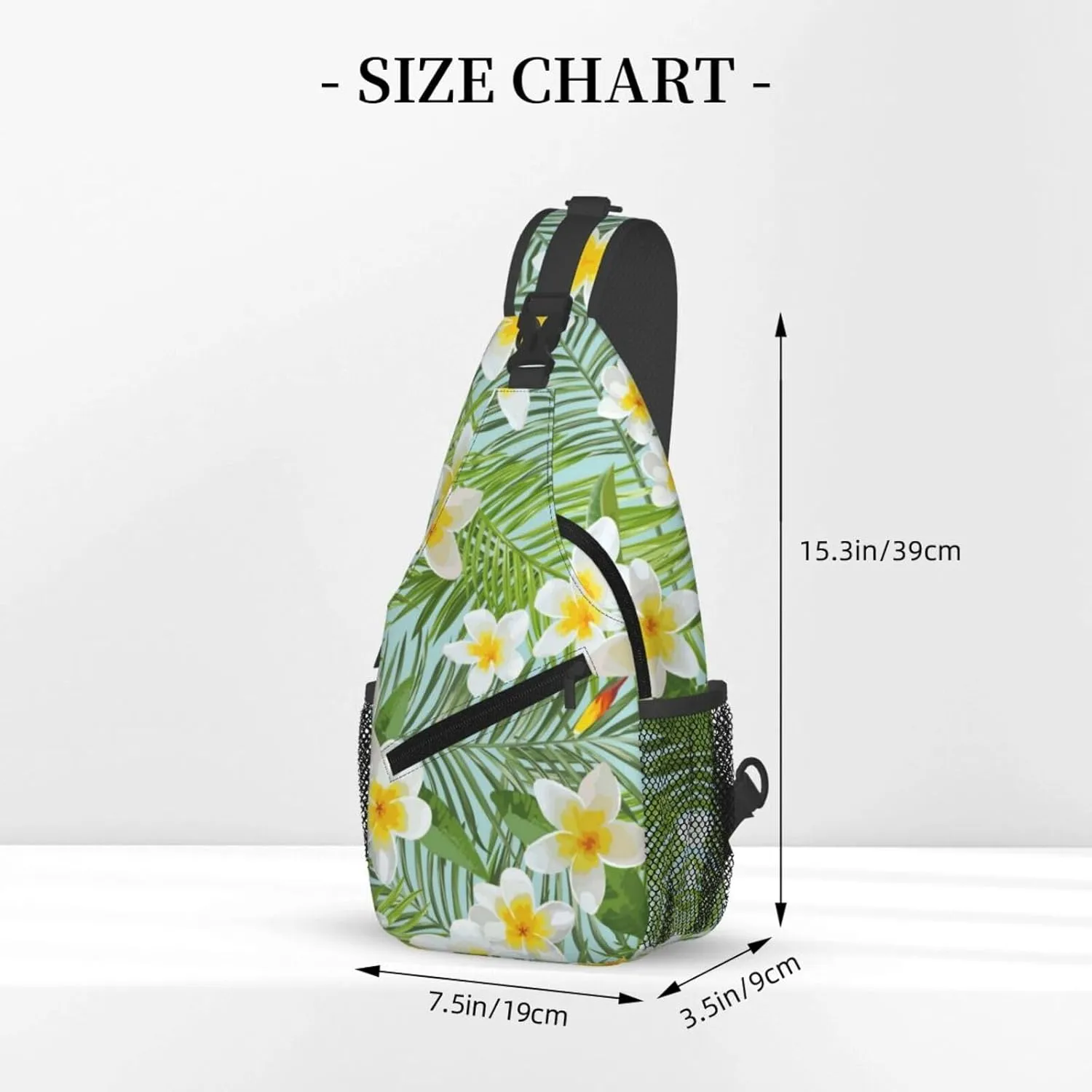Tropical Hawaiian Flowers Sling Backpack, Multipurpose Crossbody Shoulder Bag Travel Hiking Daypack for Women Men