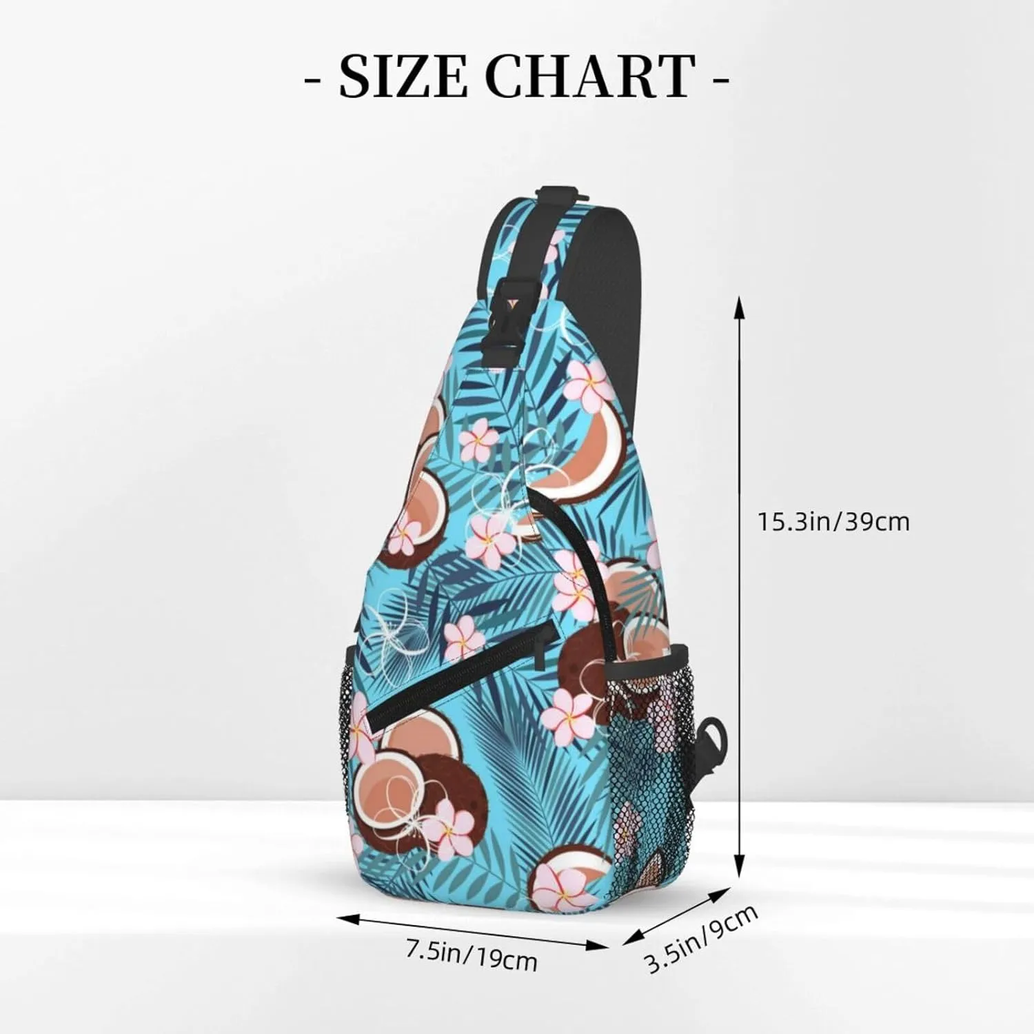 Tropical Hawaiian Flowers Sling Backpack, Multipurpose Crossbody Shoulder Bag Travel Hiking Daypack for Women Men