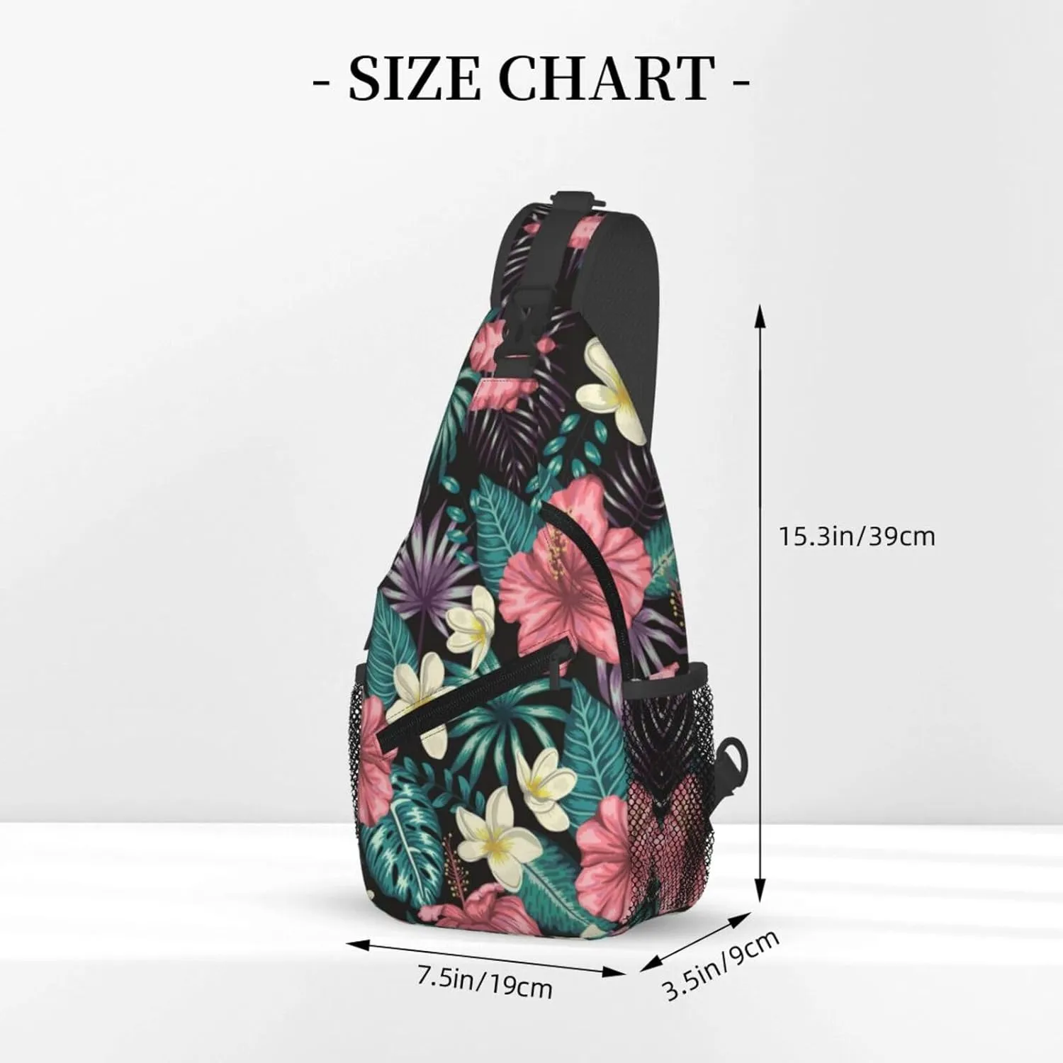 Tropical Hawaiian Flowers Sling Backpack, Multipurpose Crossbody Shoulder Bag Travel Hiking Daypack for Women Men