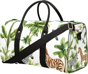 Tropical Plant Zebra Travel Duffel bag for Men Women Weekender Overnight Bag Gym Bag Carry On Luggage Bags for Yoga Workout Sports