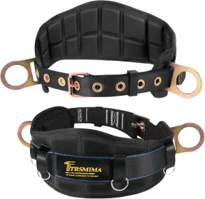 TRSMIMA Safety Harness Climbing Belt - Black Body Fall Protection Men Roof Tree Work Waist-Tongue Buckle Pad D-Ring