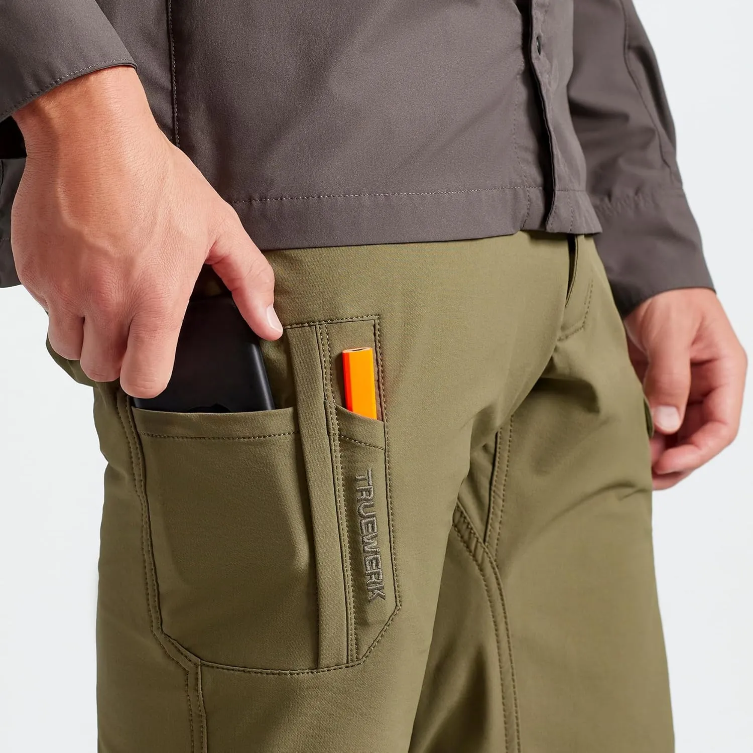 TRUEWERK Men’s Work Pants - T1 WerkPants Relaxed Fit, Lightweight, Moisture Wicking, Tactical Cargo Pants with 4-Way Stretch