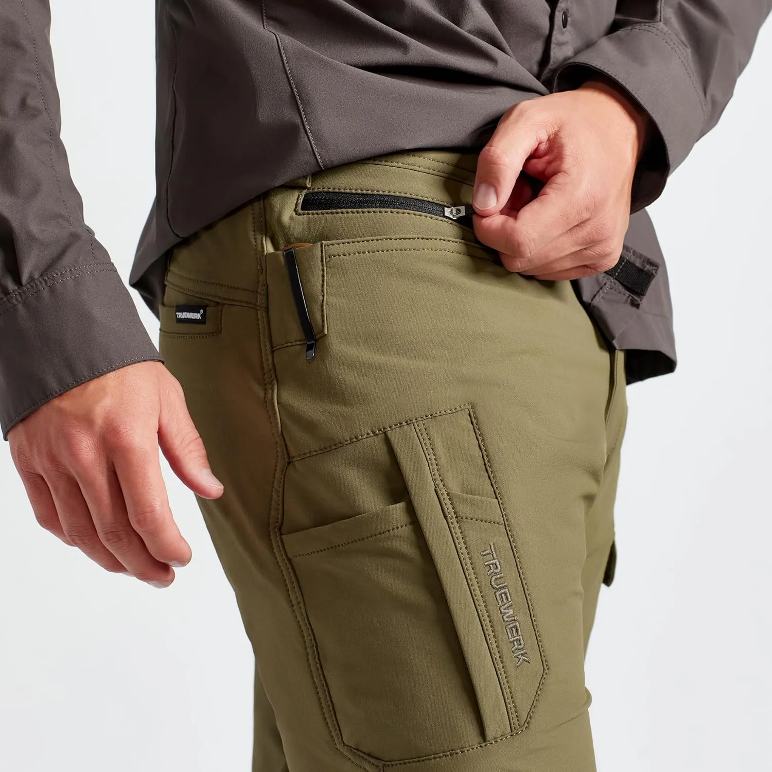 TRUEWERK Men’s Work Pants - T1 WerkPants Relaxed Fit, Lightweight, Moisture Wicking, Tactical Cargo Pants with 4-Way Stretch