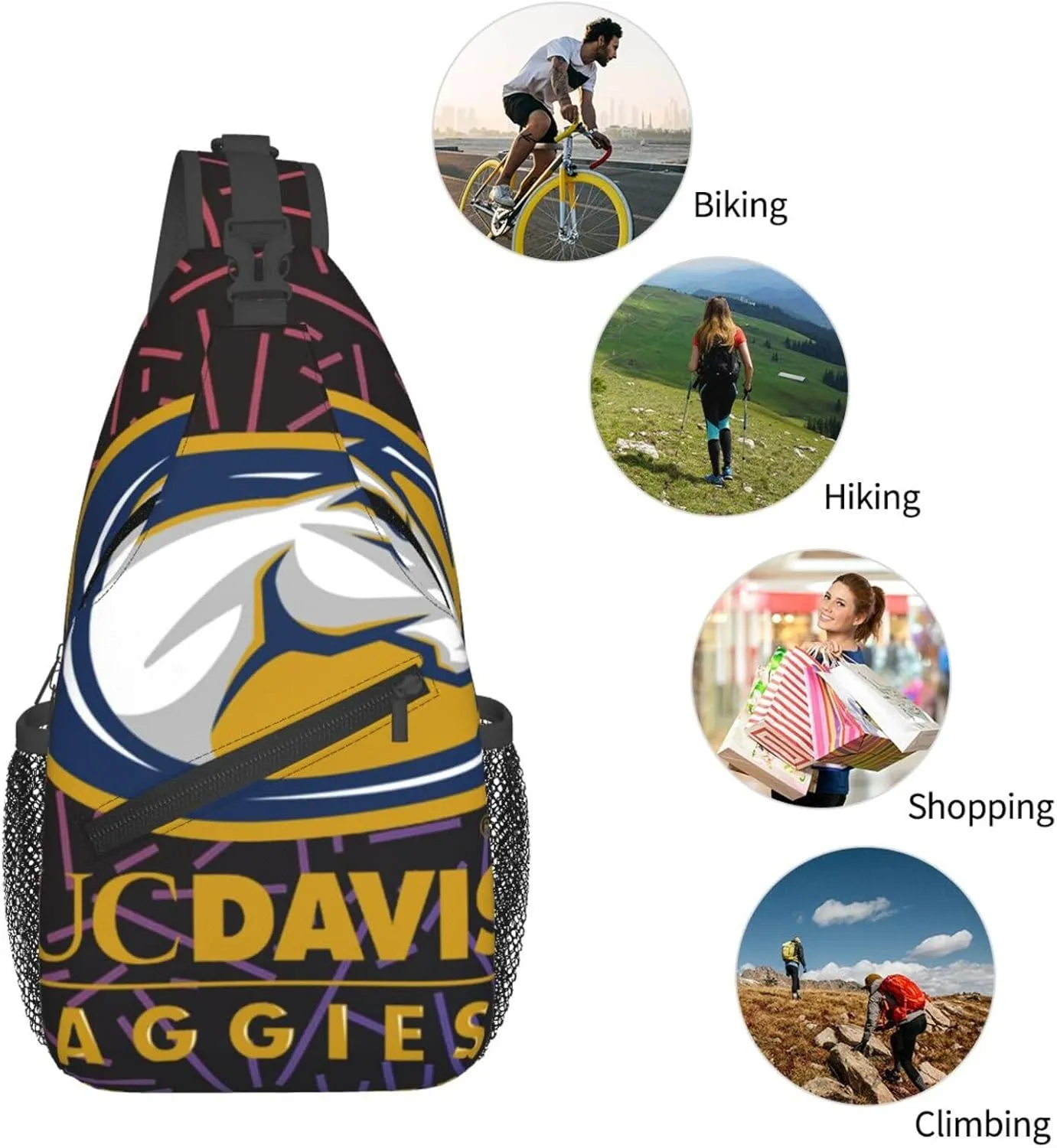 Uc Davis Aggies Small Crossbody Backpack Sling Bag For Men Women Mini One Shoulder Chest Bags Gym Sport Travel Hiking Daypack