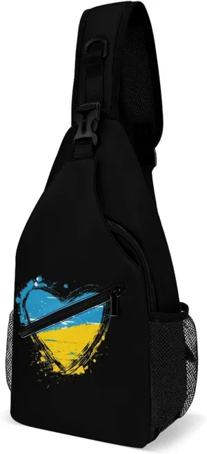 Ukraine Hear Crossbody Bag Over Shoulder Sling Backpack Casual Cross Chest Side Pouch 38x20cm