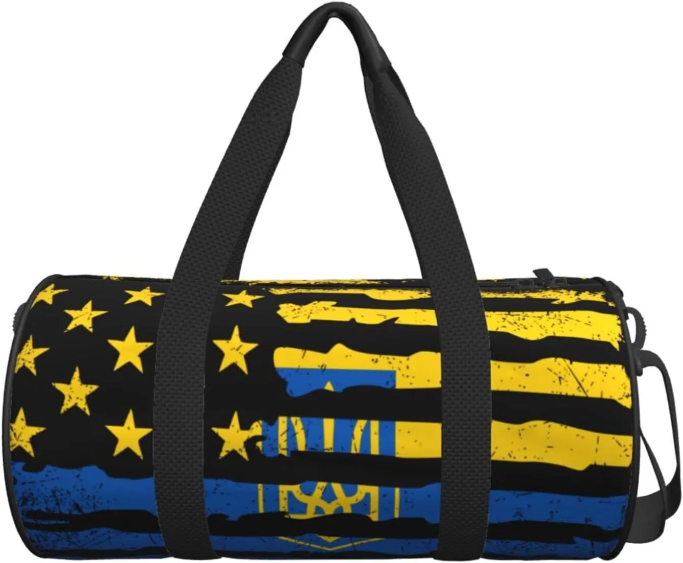 Ukrainian American Flag Ukraine Roots Round Travel Duffel Bag Large Capacity Gym Sports Bags for Hiking Vacation Trips