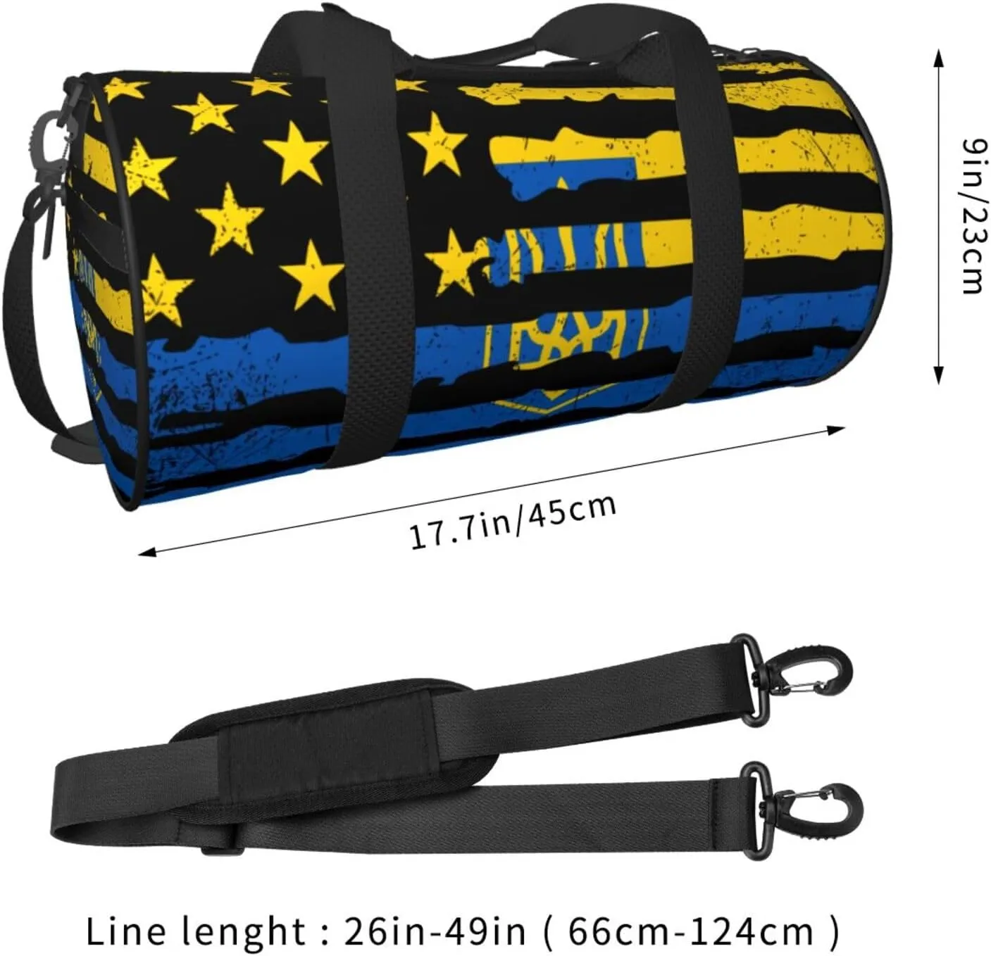 Ukrainian American Flag Ukraine Roots Round Travel Duffel Bag Large Capacity Gym Sports Bags for Hiking Vacation Trips