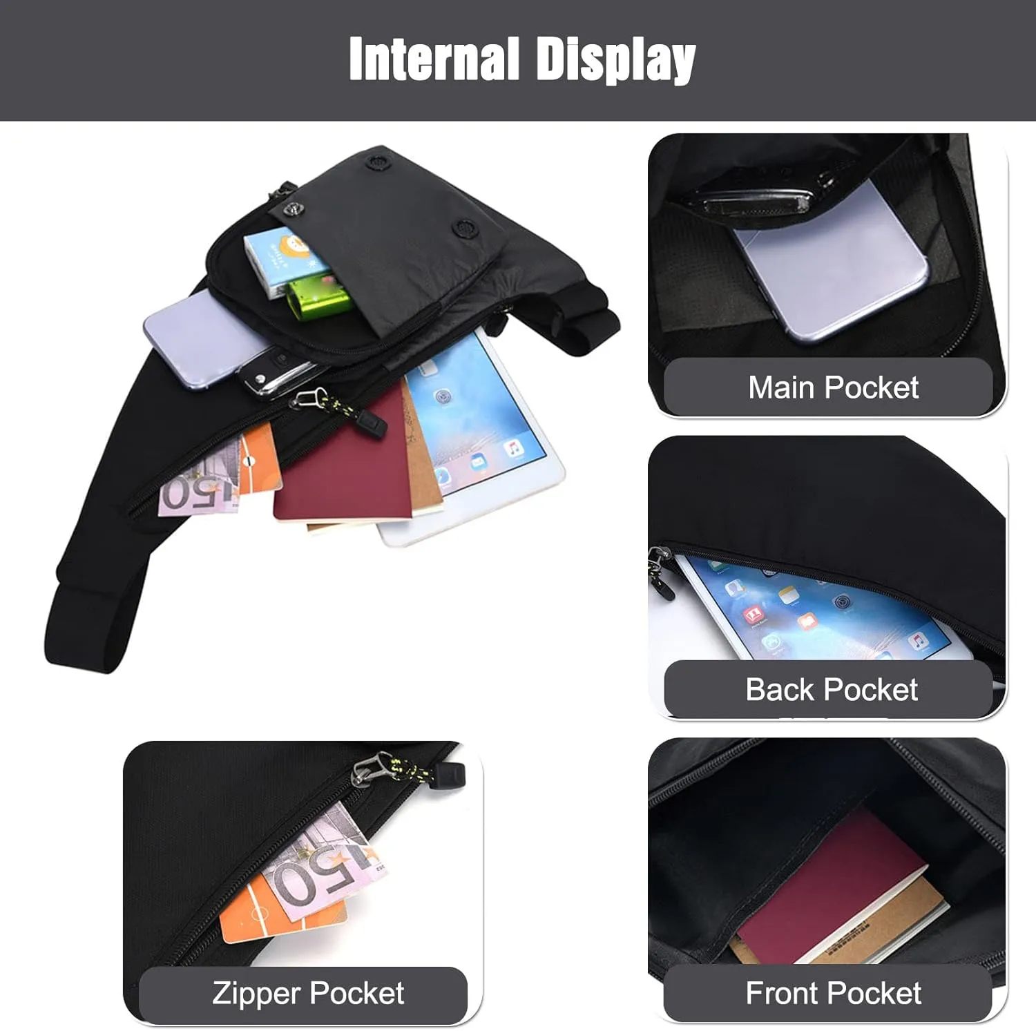 Ultralight Sling Bags Outdoor Hiking Daypacks Chest Shoulder Bag Men Crossbody Bags Women Waist Bag Cover Pack Rucksack for Travel Hiking Bicycle Sport Gym Daypacks Small DaypacksBlack B