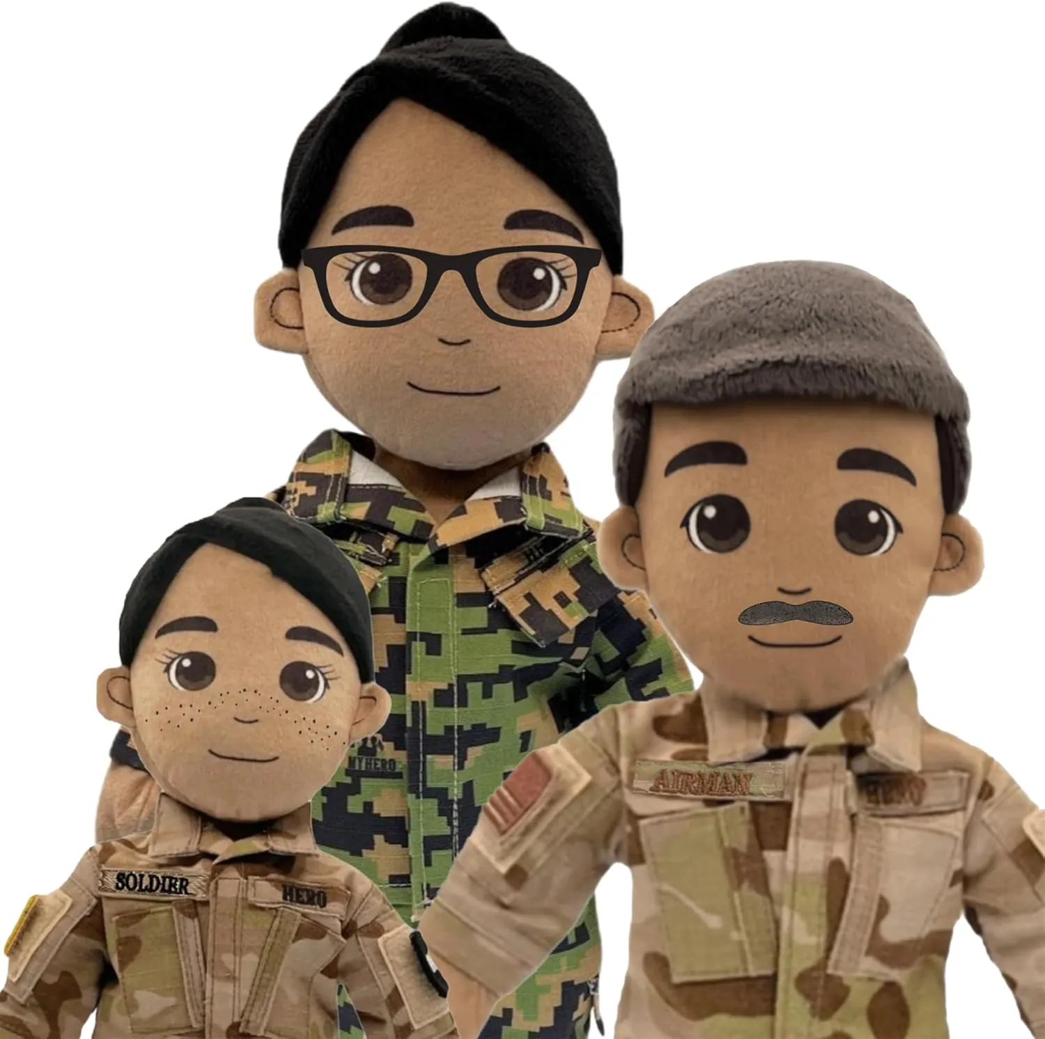 UMBO My Hero 14" Army Recordable Plush Military Doll Over 1  Hour Audio Storage Personalized Gift for Deployment, Separation, or Storytime Ultimate Daddy Doll! (Tan Skin Brown Hair Male)