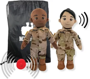 UMBO My Hero 14" Army Recordable Plush Military Doll Over 1  Hour Audio Storage Personalized Gift for Deployment, Separation, or Storytime Ultimate Daddy Doll! (Tan Skin Brown Hair Male)