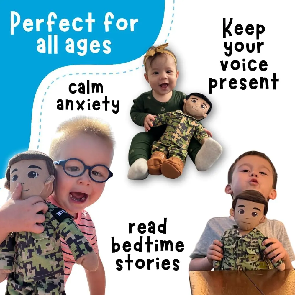 UMBO My Hero 14" Navy Sailor Recordable Plush Military Doll Over 1 Hour Audio Storage Personalized Gift for Deployment, Separation, or Storytime Ultimate Daddy Doll