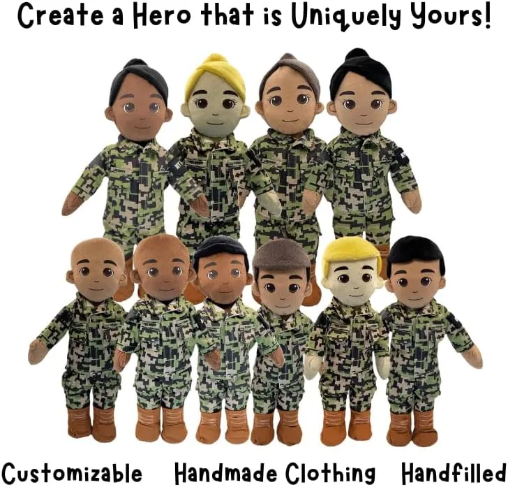 UMBO My Hero 14" Navy Sailor Recordable Plush Military Doll Over 1 Hour Audio Storage Personalized Gift for Deployment, Separation, or Storytime Ultimate Daddy Doll