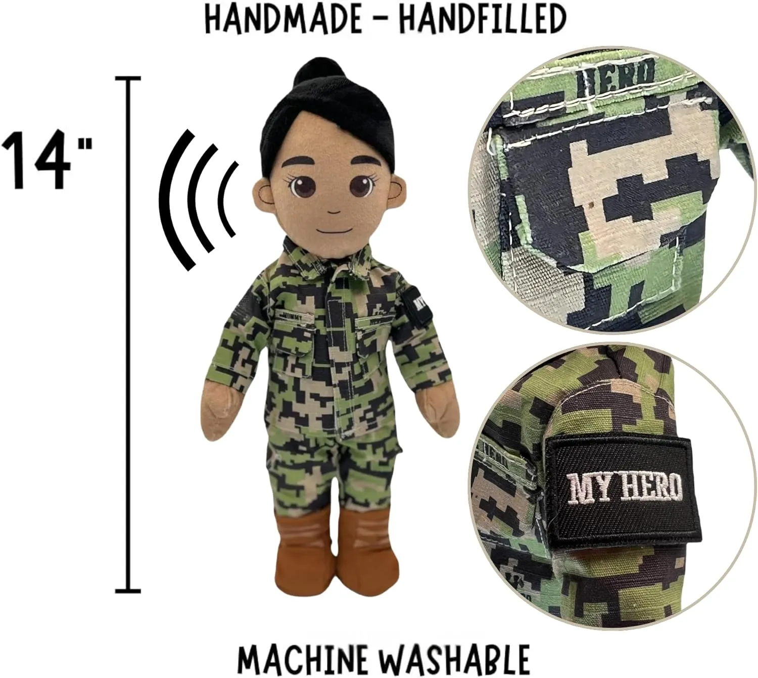 UMBO My Hero 14" Navy Sailor Recordable Plush Military Doll Over 1 Hour Audio Storage Personalized Gift for Deployment, Separation, or Storytime Ultimate Daddy Doll