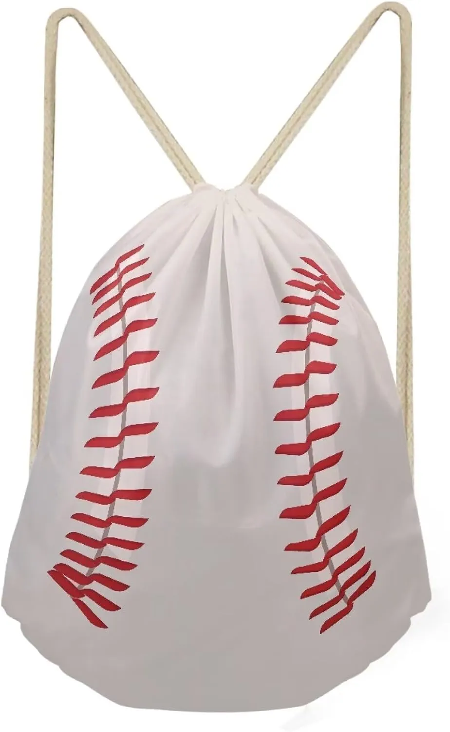Unique Baseball Drawstring Backpack for Baseball Game Gym Beach for Boys White Tote Bag for Hiking Travel Outdoor Sport Bag