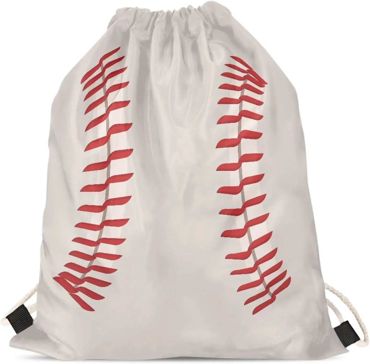 Unique Baseball Drawstring Backpack for Baseball Game Gym Beach for Boys White Tote Bag for Hiking Travel Outdoor Sport Bag