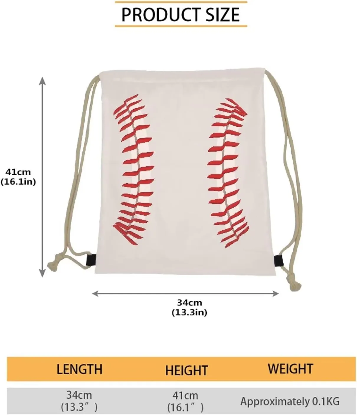 Unique Baseball Drawstring Backpack for Baseball Game Gym Beach for Boys White Tote Bag for Hiking Travel Outdoor Sport Bag