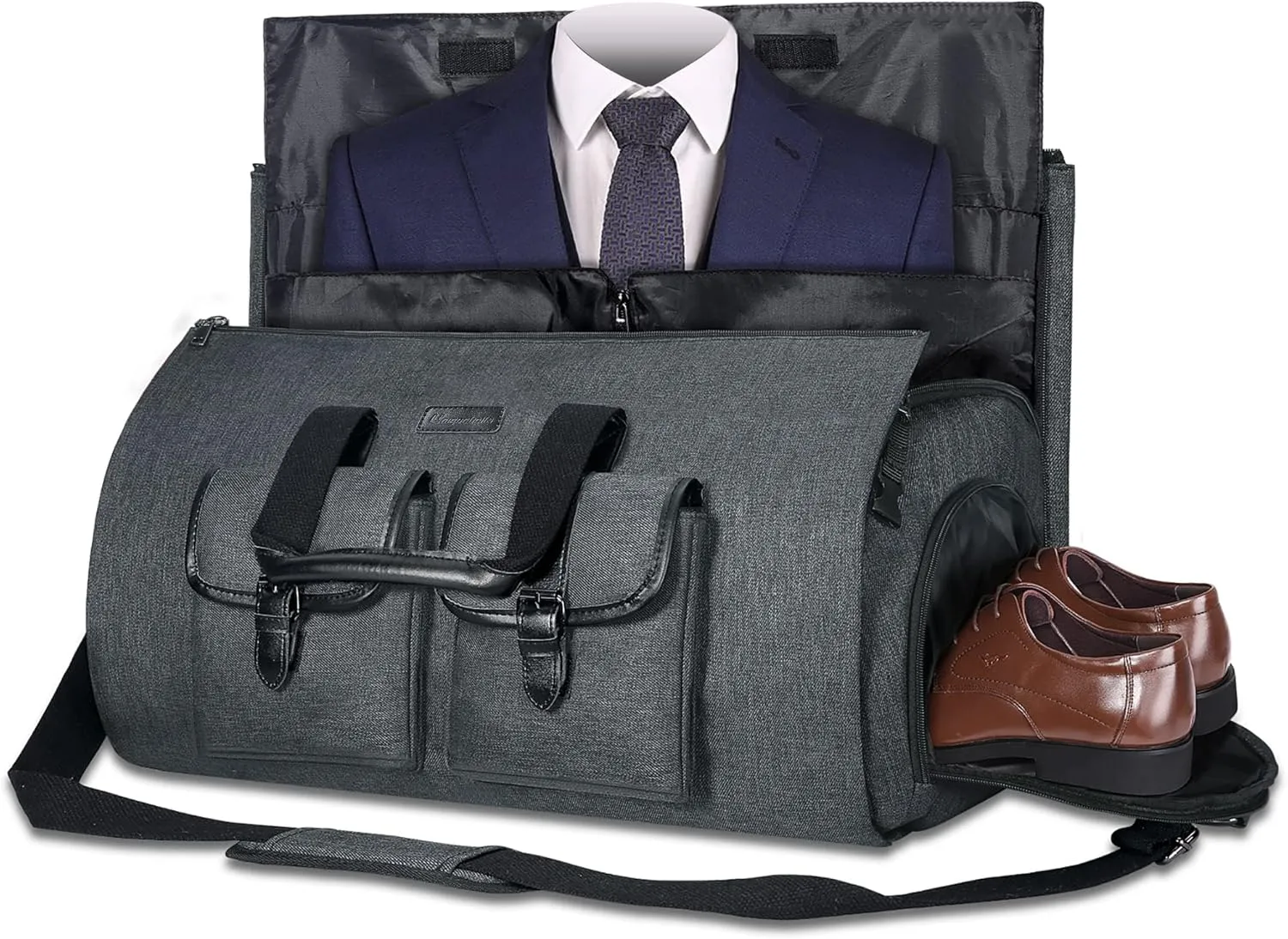 UNIQUEBELLA Carry on Garment Bag for Travel Convertible Garment Duffel Suit Bag with Shoe Compartment Weekend Flight Bag for Men Women