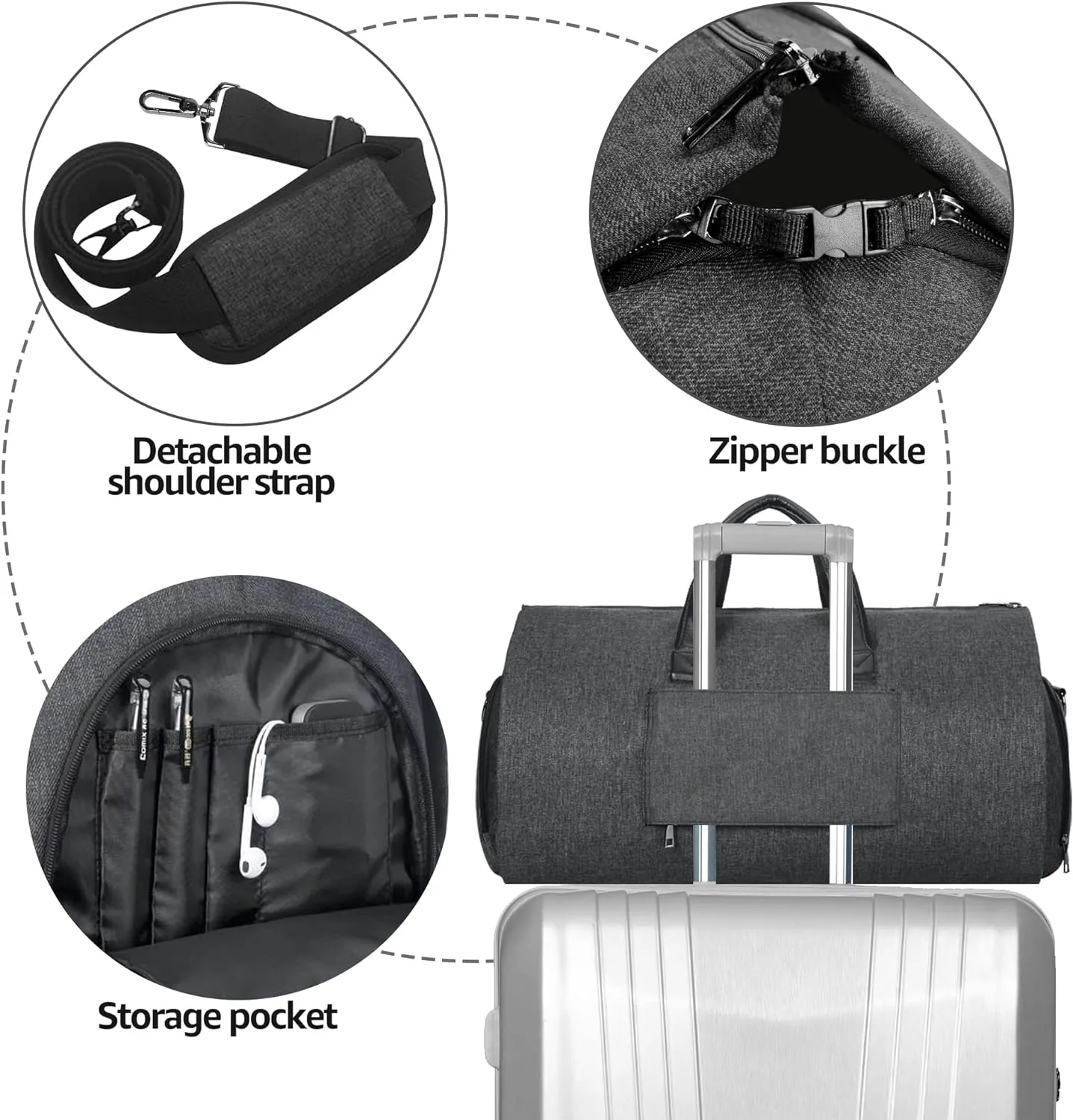 UNIQUEBELLA Carry on Garment Bag for Travel Convertible Garment Duffel Suit Bag with Shoe Compartment Weekend Flight Bag for Men Women