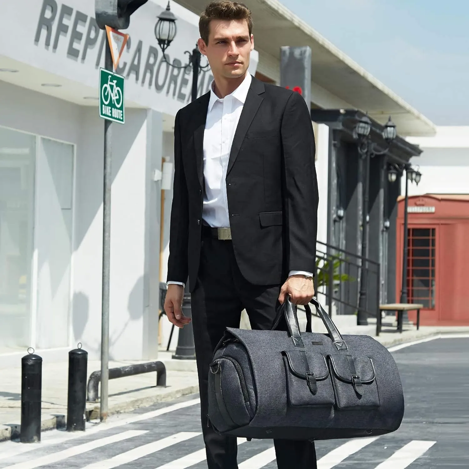 UNIQUEBELLA Carry on Garment Bag for Travel Convertible Garment Duffel Suit Bag with Shoe Compartment Weekend Flight Bag for Men Women