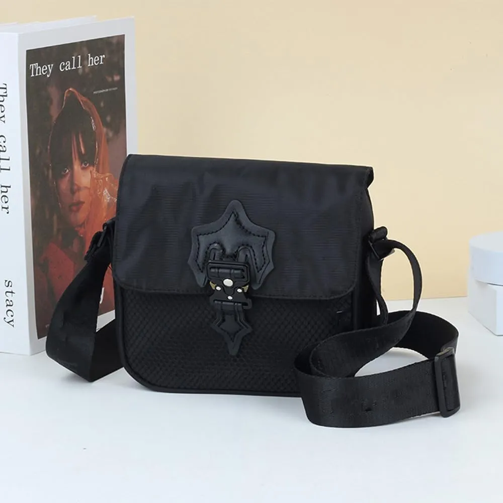 Unisex Compact Crossbody Bag with Mesh Panel & Adjustable Strap, Lightweight Oxford Fabric, 3L Capacity for Daily