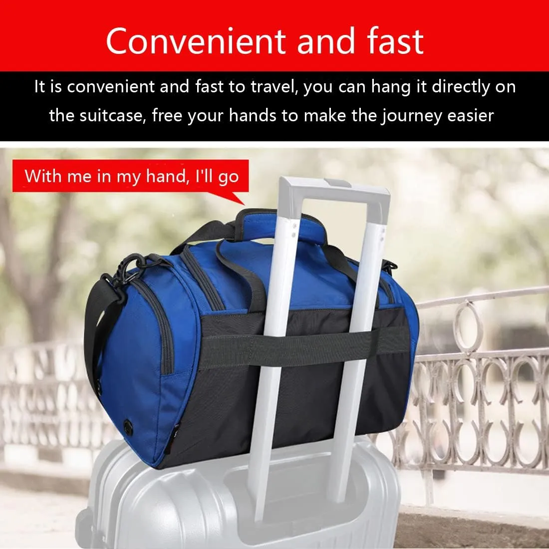 Unisex Wet and Dry Separation Gym Tote Bag with Shoes Compartment,Crossbody Drum Bag for Yoga/Sports/Weekend Getaway.