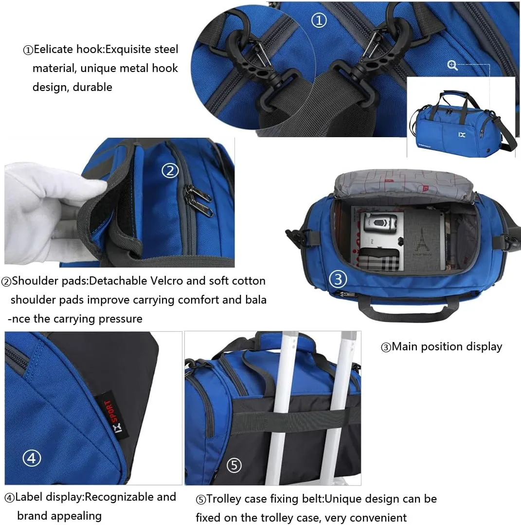 Unisex Wet and Dry Separation Gym Tote Bag with Shoes Compartment,Crossbody Drum Bag for Yoga/Sports/Weekend Getaway.