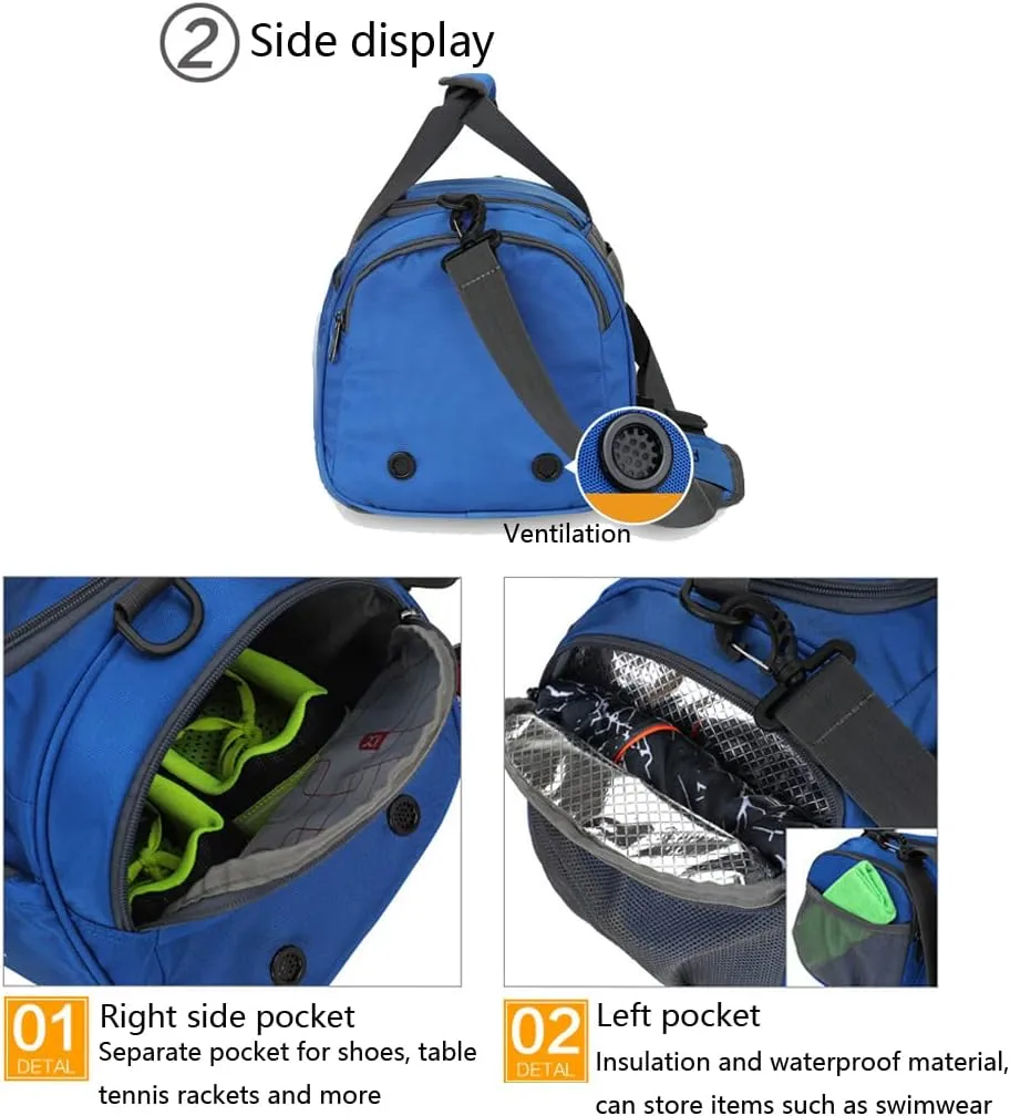 Unisex Wet and Dry Separation Gym Tote Bag with Shoes Compartment,Crossbody Drum Bag for Yoga/Sports/Weekend Getaway.