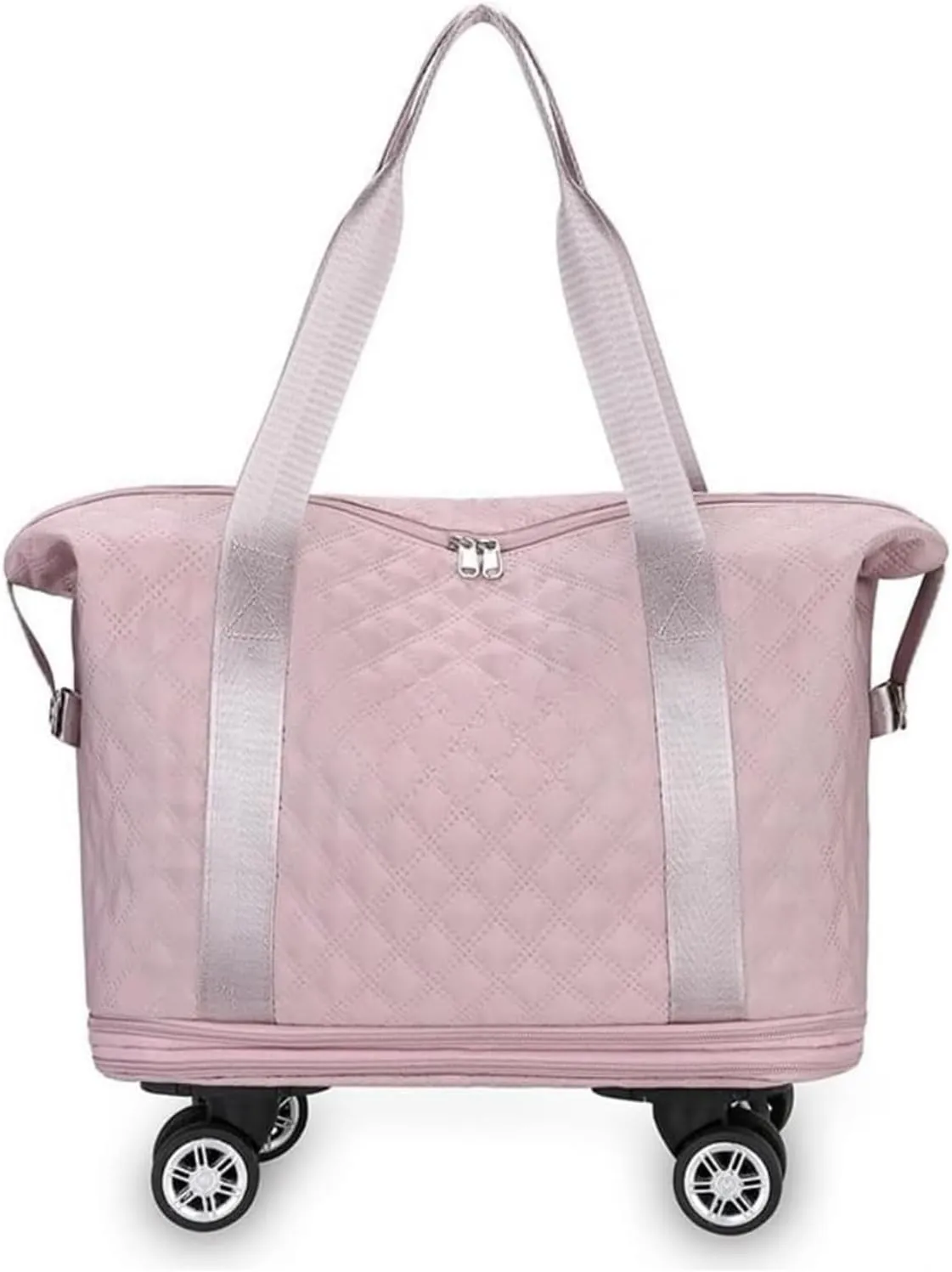 Universal Wheel Travel Bag, Silent Universal Wheel Double-Layer Expandable Duffel Bag,Oxford Cloth Travel Tote Bags，Wheeled Travel Duffle Bag,Gift For Wife And Parents(Lotus Color)