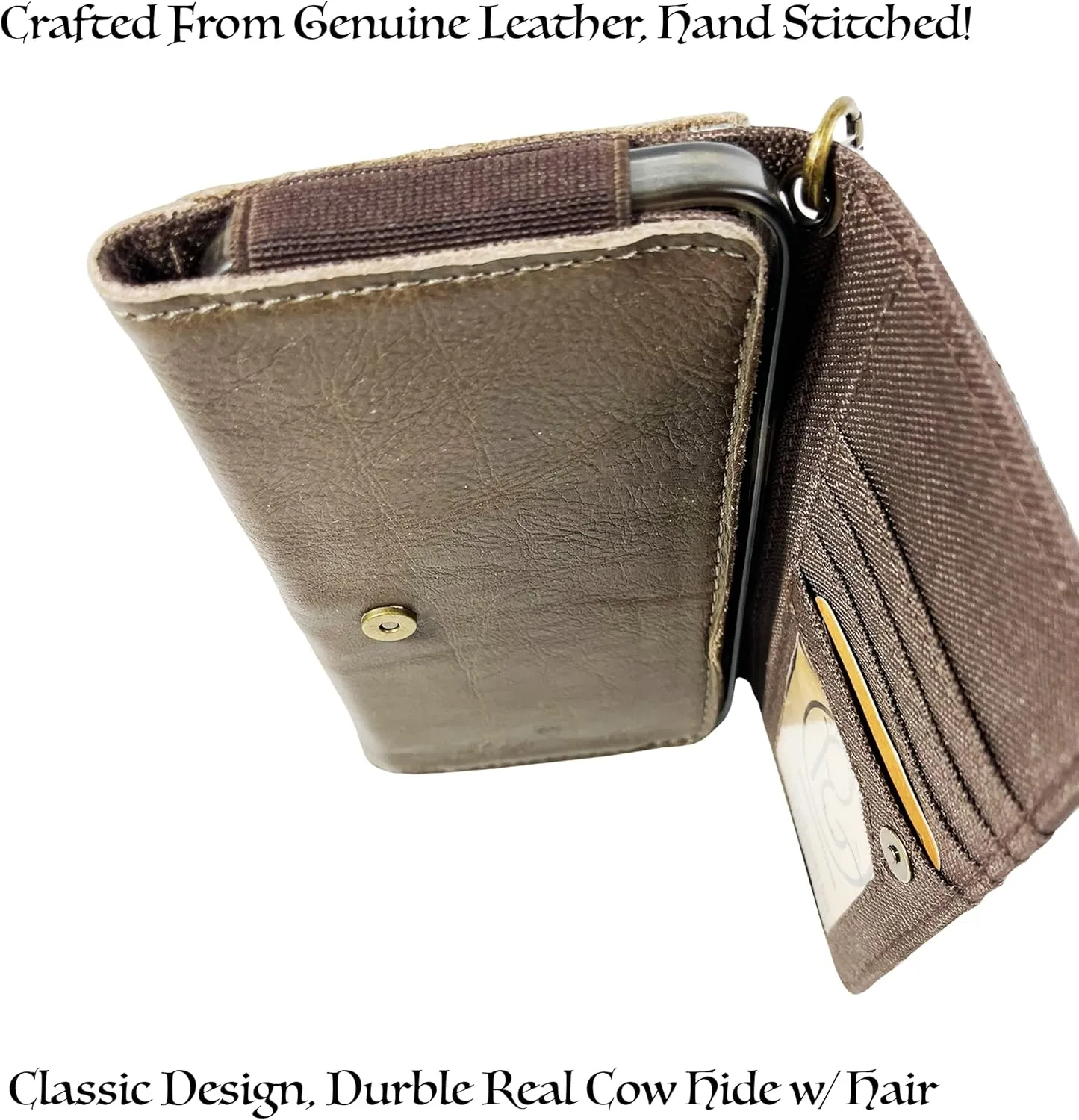 Urbalabs Cowhair Genuine Leather Women Western Wallets Clutch Bag Leather Fringe Purse Cell Phone Holder Pouch Tooled Wallet For Women Cowgirl Small Clutch Hand Stitched (Grey Tooled)