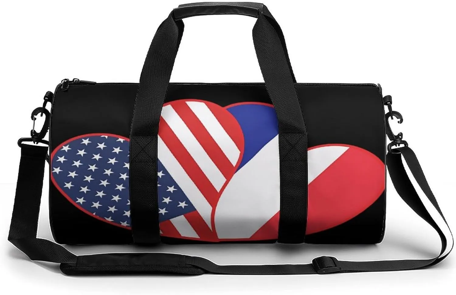 US And France Flag Novelty Large Duffel Bag Lightweight Gym Bag Travel Tote Bags