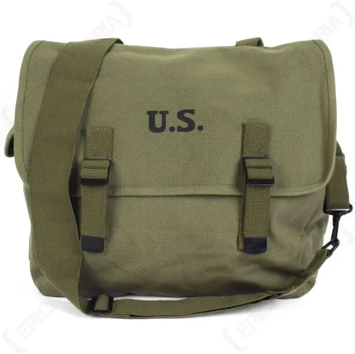 U.S. WW2 M1936 Musette Bag w/Shoulder Strap,WWII Shoulder Messenger Bag, Vintage Tactical Bags Military Crossbody Haversack