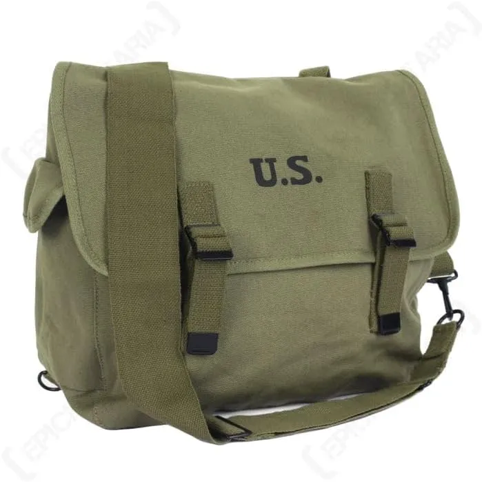 U.S. WW2 M1936 Musette Bag w/Shoulder Strap,WWII Shoulder Messenger Bag, Vintage Tactical Bags Military Crossbody Haversack
