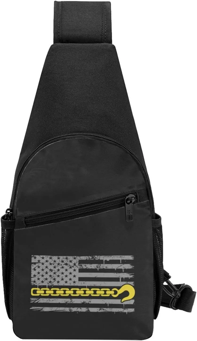 USA Thin Yellow Line Flag Tow Truck Driver Chest Pack Leisure Shoulder Crossbody Chest Bag
