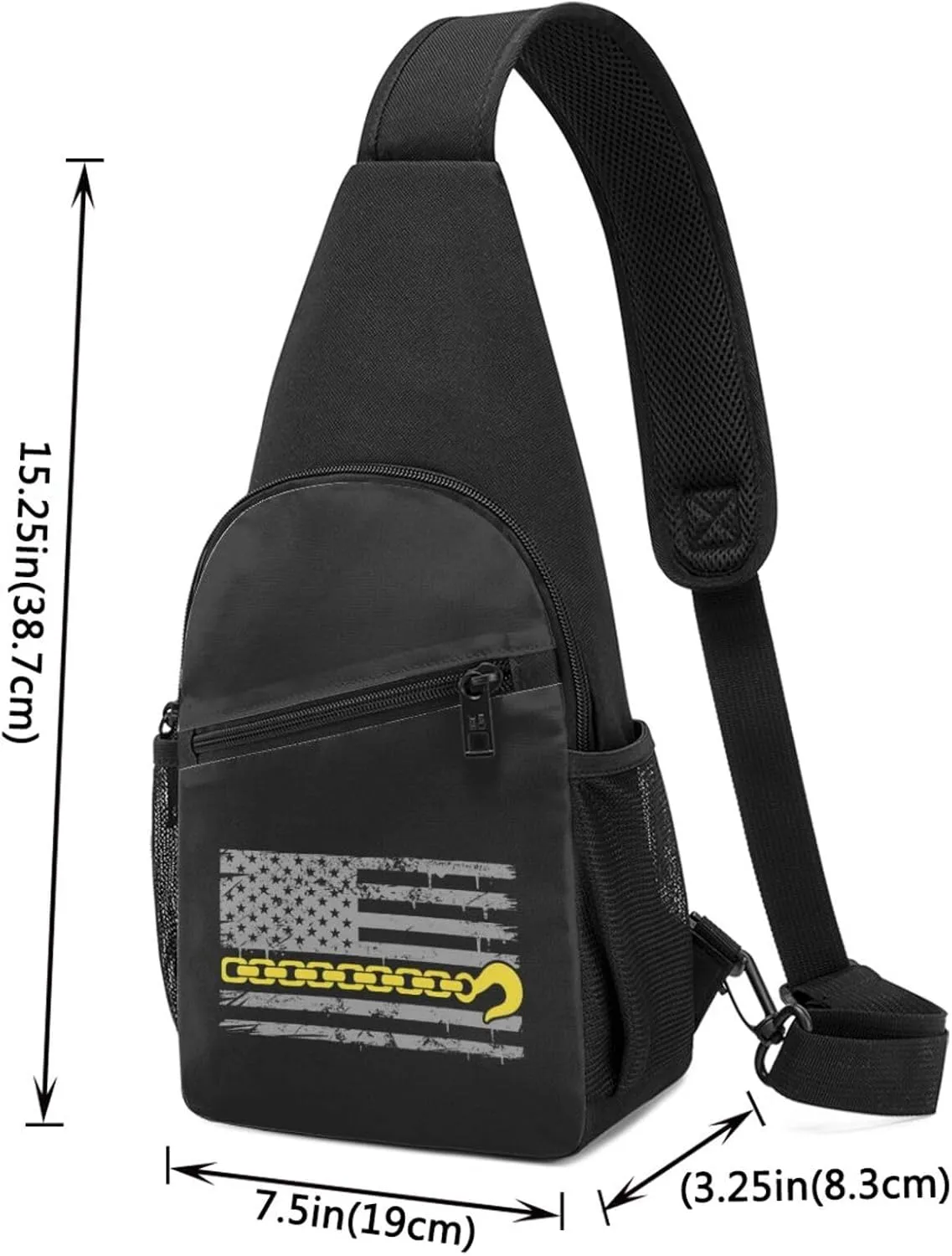 USA Thin Yellow Line Flag Tow Truck Driver Chest Pack Leisure Shoulder Crossbody Chest Bag