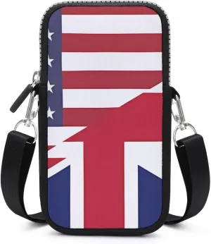 U.S.Britain Flag Mobile Phone Bag Cellphone Storage Holder Crossbody Bags Pouch Wallet with Adjustable Strap
