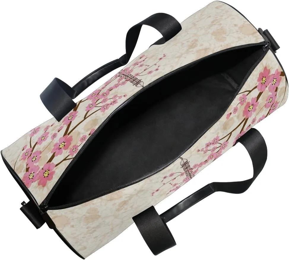 Use4 Cherry Blossom Paris Eiffel Tower Travel Duffel Bag Sport Gym Luggage Bag for Men Women