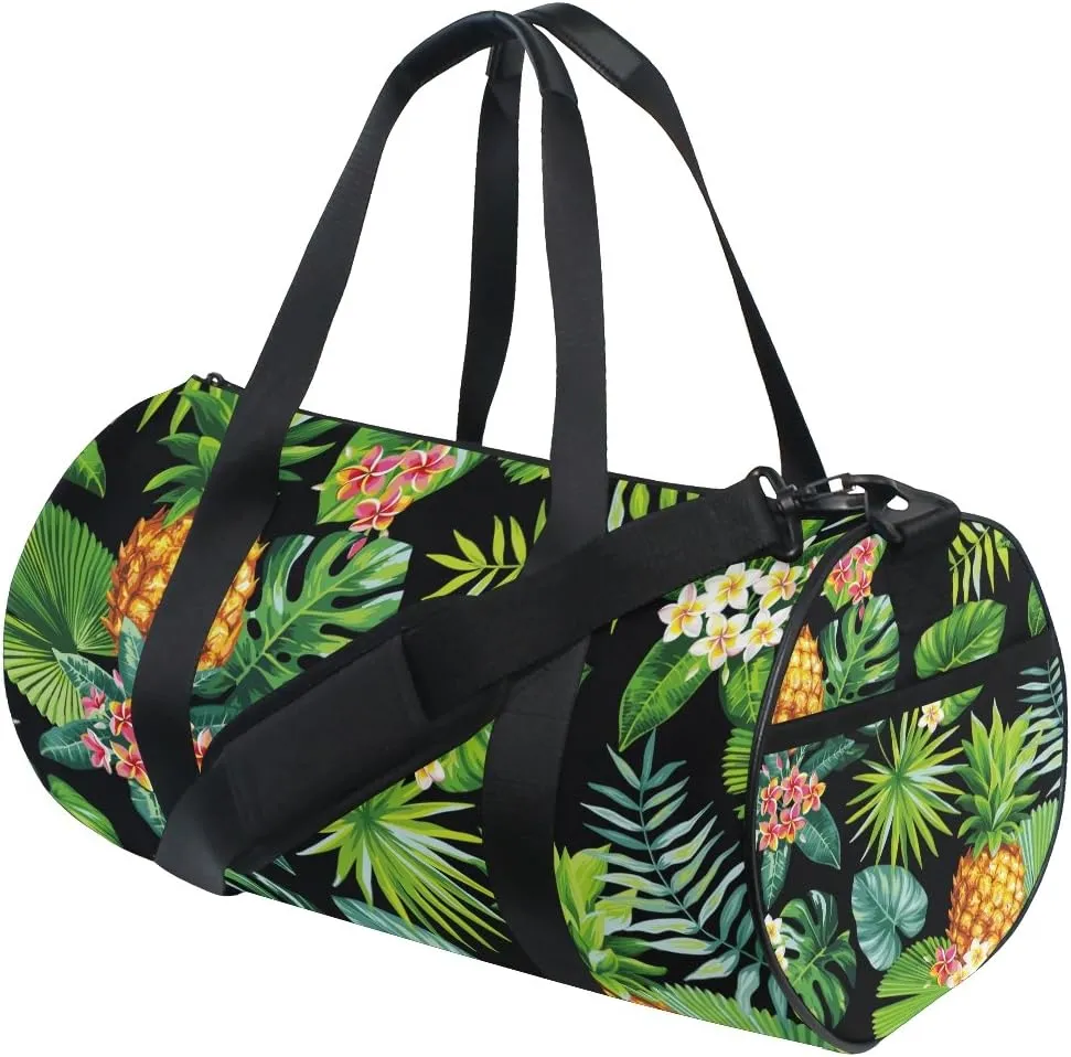 Use4 Hawaiian Pineapple Fruit Palm Tree Travel Duffel Bag Sport Gym Luggage Bag for Men Women