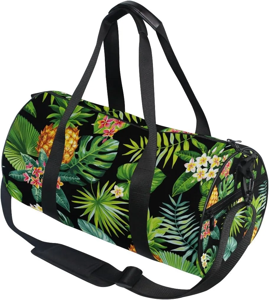Use4 Hawaiian Pineapple Fruit Palm Tree Travel Duffel Bag Sport Gym Luggage Bag for Men Women