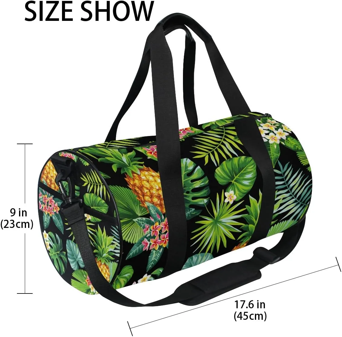 Use4 Hawaiian Pineapple Fruit Palm Tree Travel Duffel Bag Sport Gym Luggage Bag for Men Women
