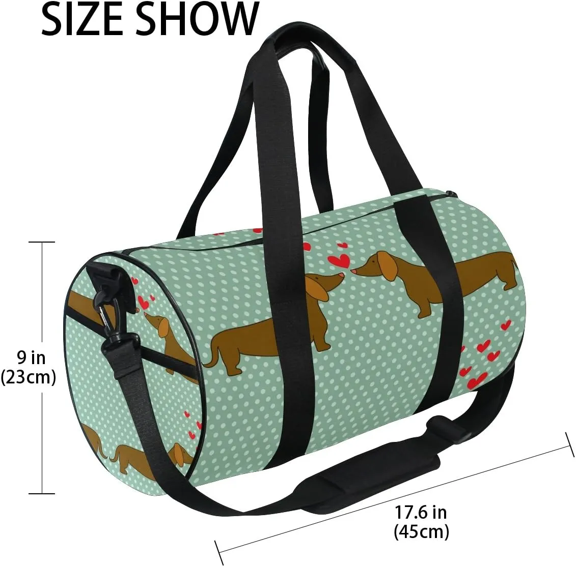 Use4 Retro Polka Dots Dachshund Dog Travel Duffel Bag Sport Gym Luggage Bag for Men Women