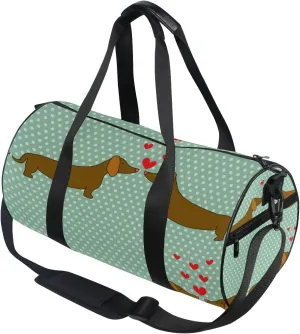 Use4 Retro Polka Dots Dachshund Dog Travel Duffel Bag Sport Gym Luggage Bag for Men Women