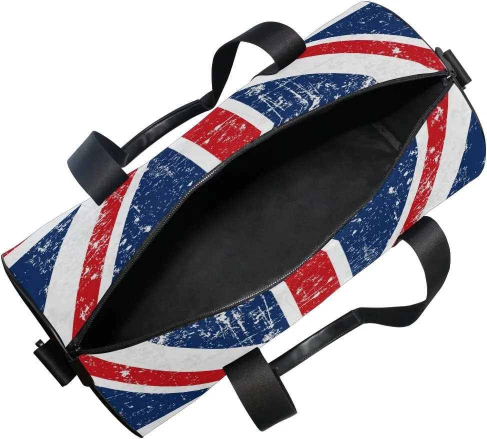Use4 Retro Union Jack British Flag Travel Duffel Bag Sport Gym Luggage Bag for Men Women