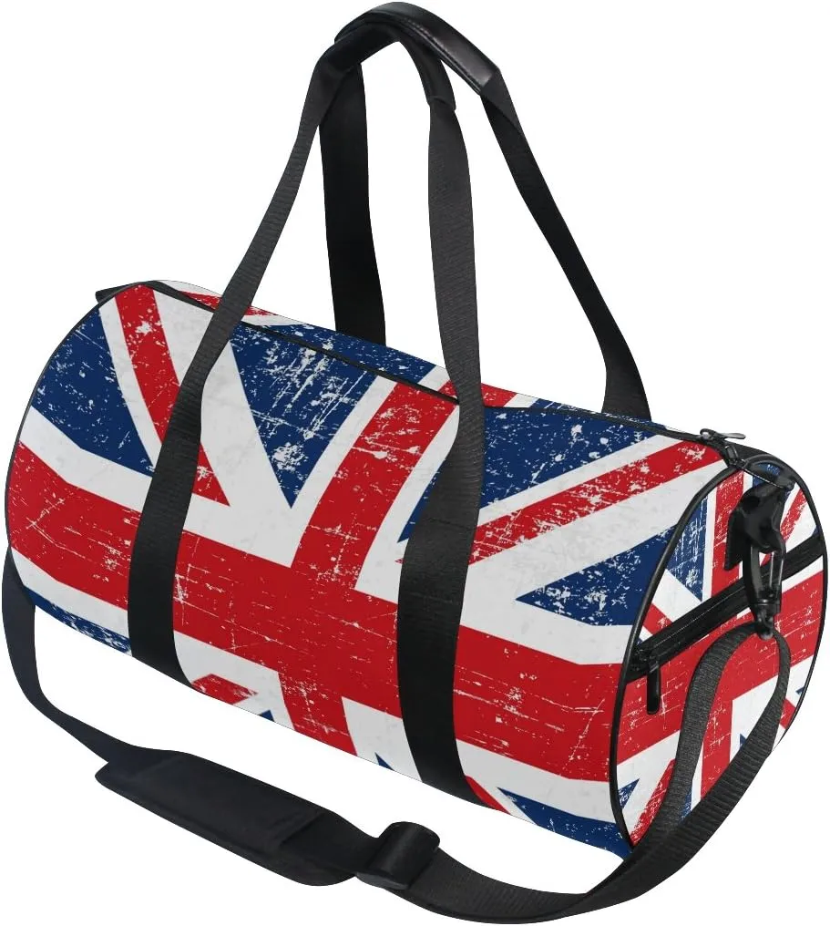 Use4 Retro Union Jack British Flag Travel Duffel Bag Sport Gym Luggage Bag for Men Women