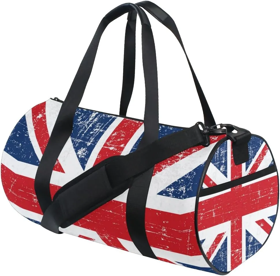 Use4 Retro Union Jack British Flag Travel Duffel Bag Sport Gym Luggage Bag for Men Women