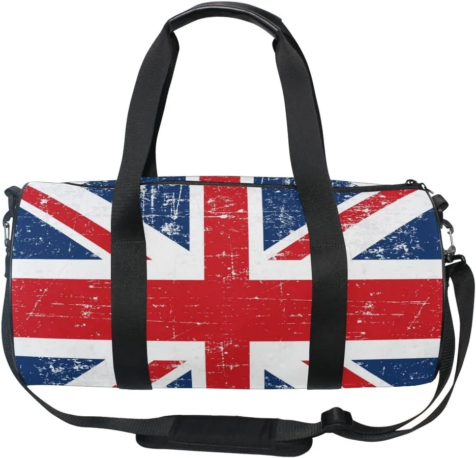 Use4 Retro Union Jack British Flag Travel Duffel Bag Sport Gym Luggage Bag for Men Women
