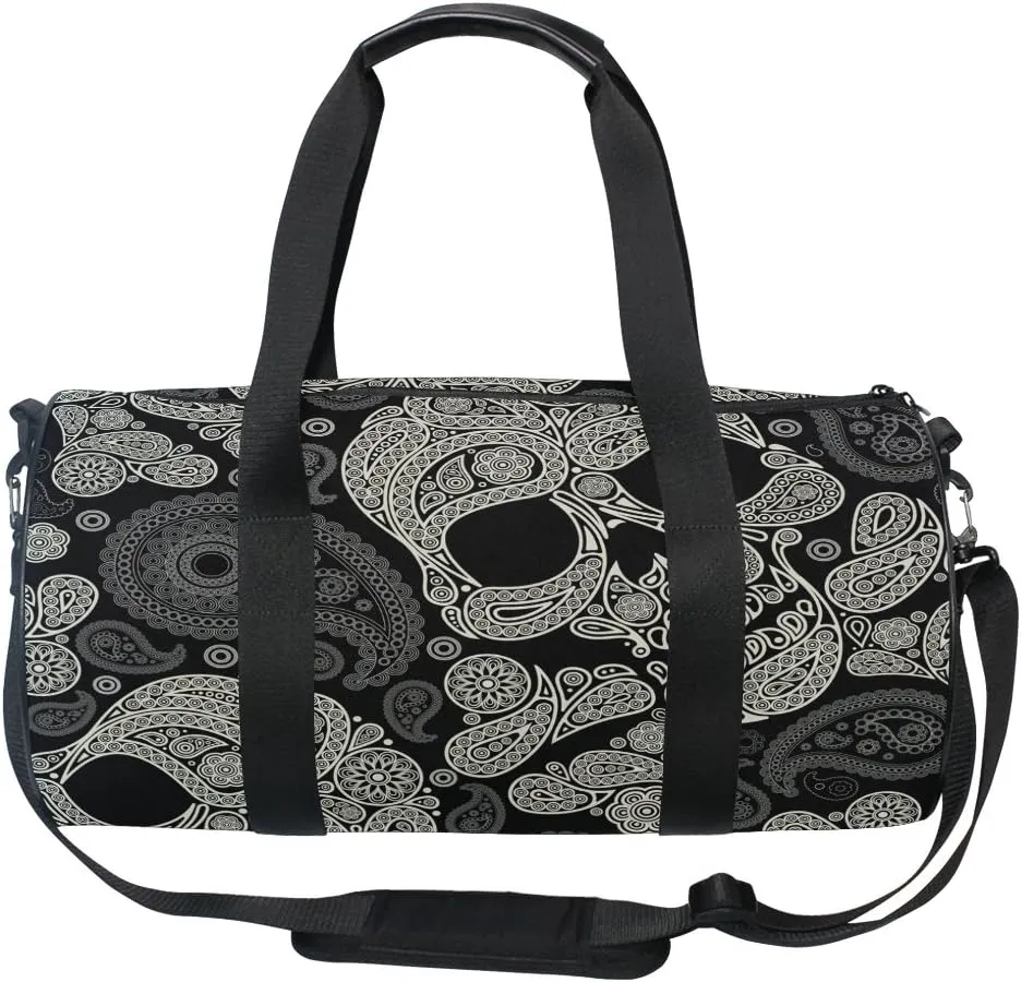 Use4 Sugar Skull Paisely Flower Travel Duffel Bag Sport Gym Luggage Bag for Men Women