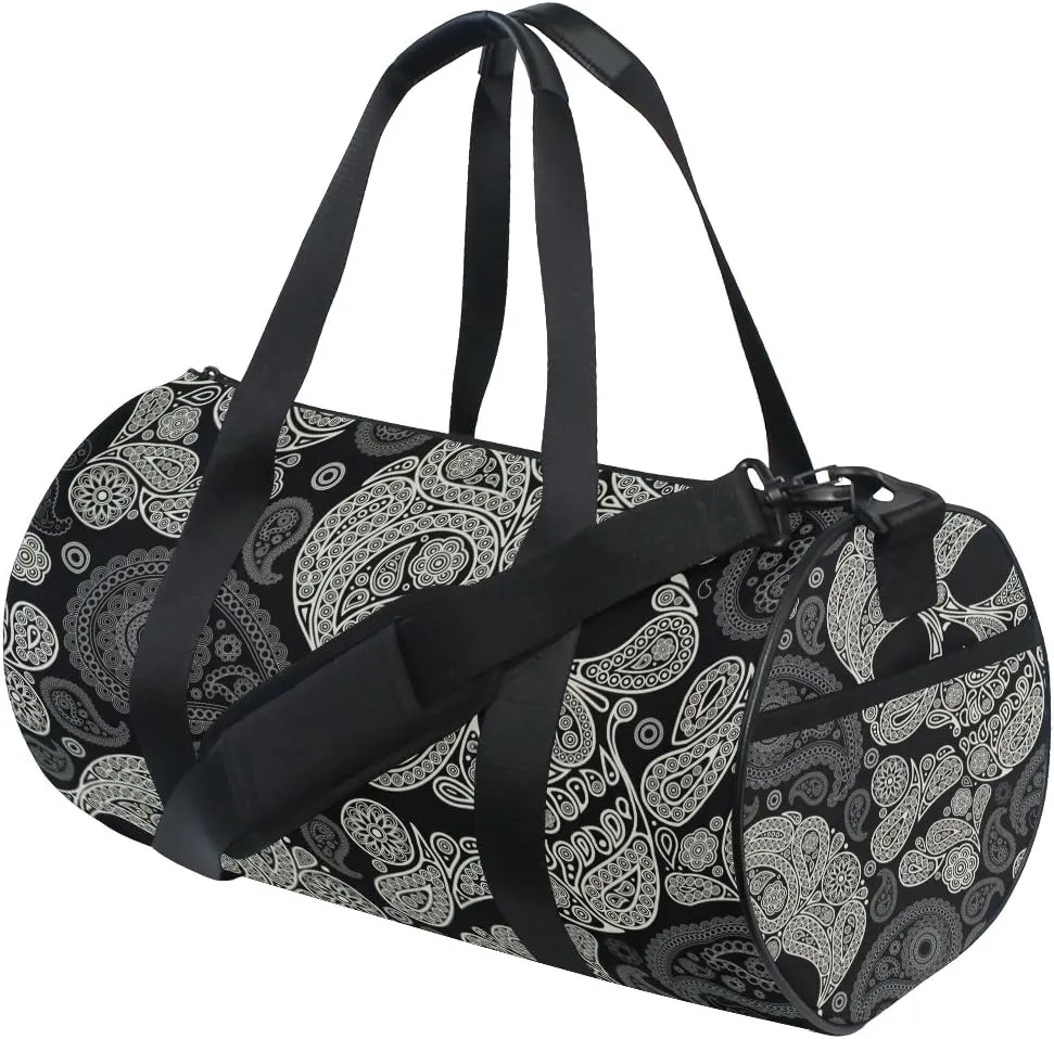 Use4 Sugar Skull Paisely Flower Travel Duffel Bag Sport Gym Luggage Bag for Men Women