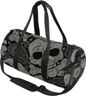 Use4 Sugar Skull Paisely Flower Travel Duffel Bag Sport Gym Luggage Bag for Men Women