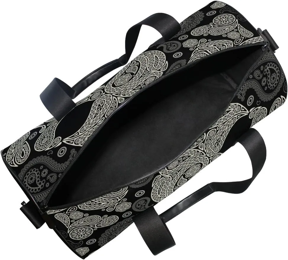 Use4 Sugar Skull Paisely Flower Travel Duffel Bag Sport Gym Luggage Bag for Men Women